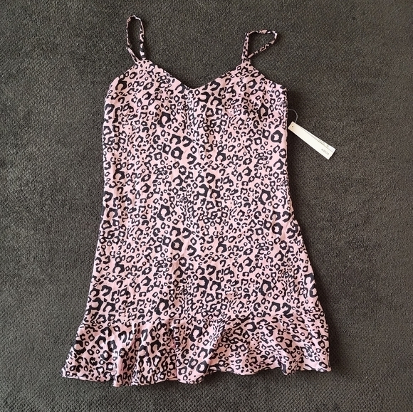 Bloomingdales Exclusive Aqua Cheetah Print Slip Dress size Small NWT - Picture 1 of 4